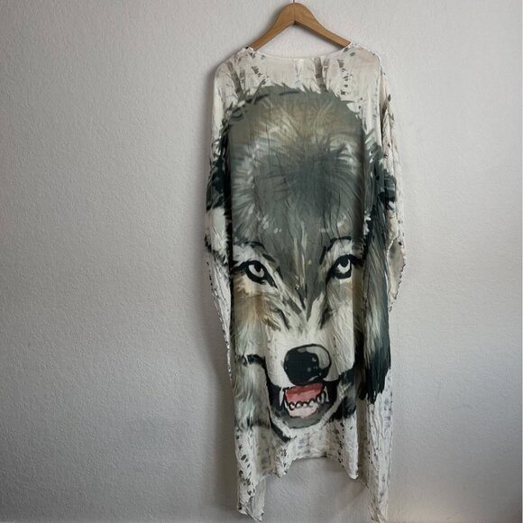 Agua Bendita Wolf Tunic, Sheer Beach Cover Up - Picture 3 of 7